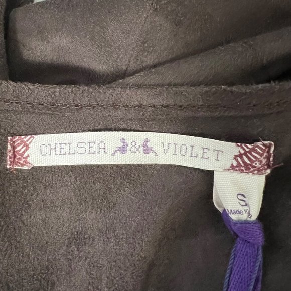 Chelsea Violet Womens Brown Faux Suede Shift Dress Lace Up Bodice size Small - Picture 9 of 12